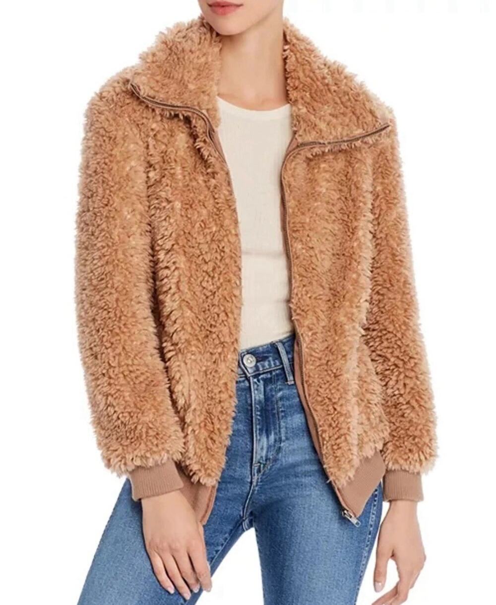 BB Dakota Teddy Or Not Faux Fur Bomber Jacket Brown S Small